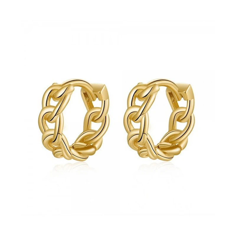 925 Silver Hoop Earrings Rock Punk Minimalist Fine Jewelry