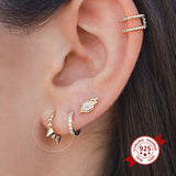 925 Silver Hoop Earrings Rock Punk Minimalist Fine Jewelry