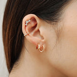 925 Silver Hoop Earrings Rock Punk Minimalist Fine Jewelry