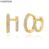 925 Silver Crystal Huggie Hoop Earrings Women Punk Circle Earrings
