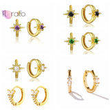 925 Silver Hoop Earrings Zircon Crystal Jewelry