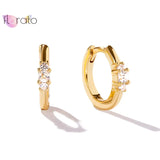 925 Silver Hoop Earrings Zircon Crystal Jewelry