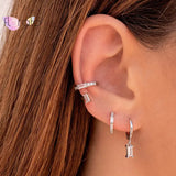 925 Silver Hoop Earrings Zircon Crystal Jewelry