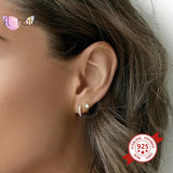 925 Silver Hoop Earrings Zircon Crystal Jewelry