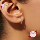 925 Silver Hoop Earrings Zircon Crystal Jewelry