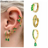 925 Silver Geometric Crystal Hoop Earrings for Women