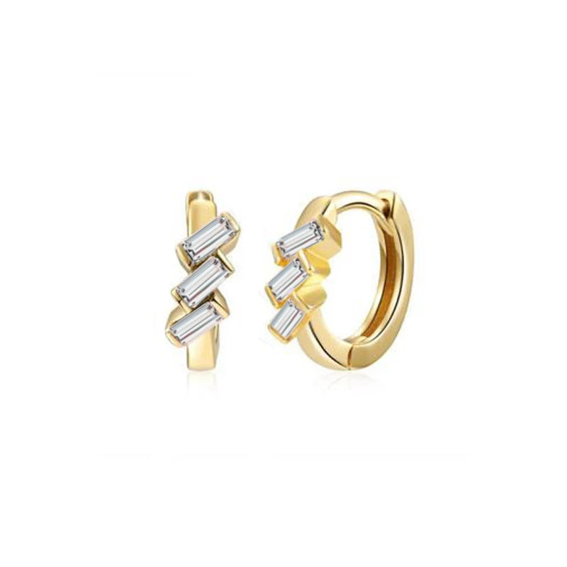 925 Silver Geometric Crystal Hoop Earrings for Women