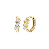 925 Silver Geometric Crystal Hoop Earrings for Women
