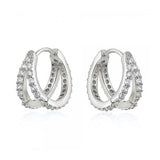 925 Silver Crystal Hoop Earrings CZ Jewelry for Women