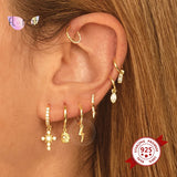 925 Silver Lightning Hoop Earrings for Women