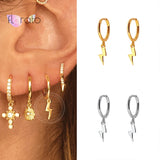925 Silver Lightning Hoop Earrings for Women