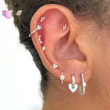 925 Silver Hoop Earrings Sweetheart Star Design