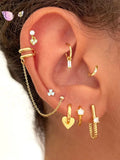 925 Silver Hoop Earrings Sweetheart Star Design
