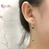 925 Silver Tassel Drop Hoop Earrings Crystal Zircon Huggie Earring