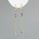 925 Silver Tassel Drop Hoop Earrings Crystal Zircon Huggie Earring