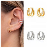 925 Silver Crystal Hoop Earrings CZ Jewelry Birthday