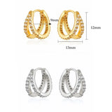 925 Silver Crystal Hoop Earrings CZ Jewelry Birthday