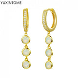 925 Silver Opal Dangle Hoop Earrings Moonstone Party Jewelry