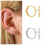 925 Silver Small Hoop Earrings Baguette CZ Huggie Hoops Women Jewelry