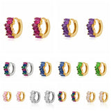 925 Silver Small Hoop Earrings Baguette CZ Huggie Hoops Women Jewelry