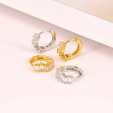 925 Silver Small Hoop Earrings Baguette CZ Huggie Hoops Women Jewelry