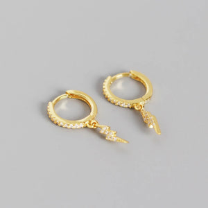 925 Silver Lightning Pendant Hoop Earrings for Women