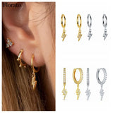 925 Silver Lightning Pendant Hoop Earrings for Women