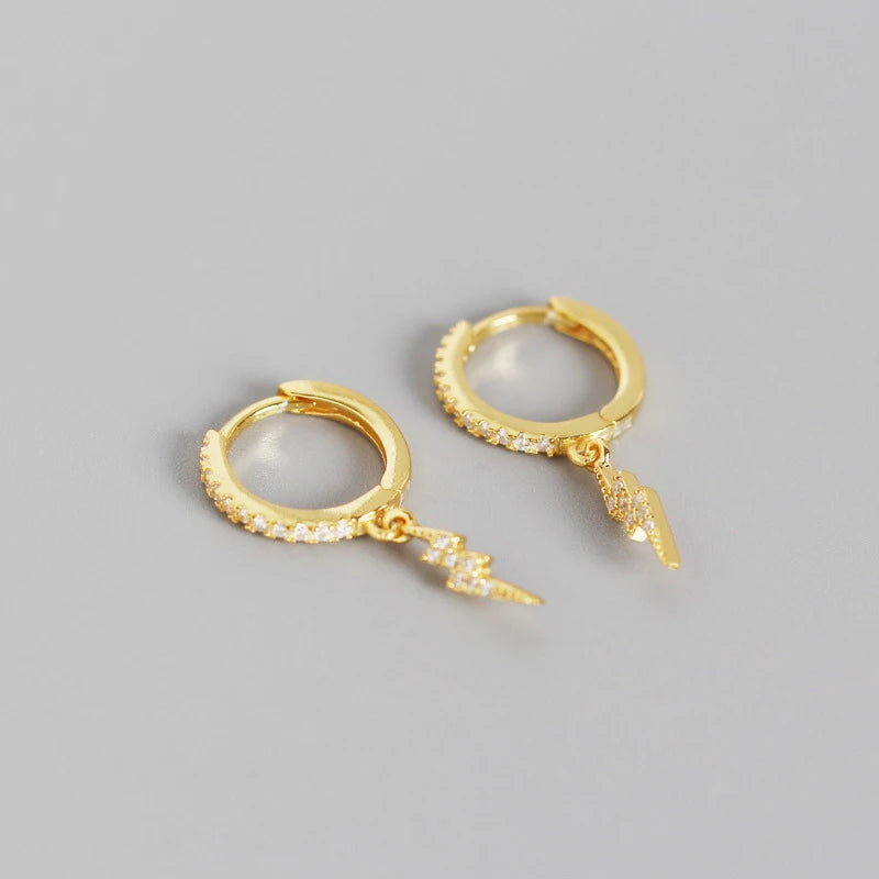 925 Silver Lightning Pendant Hoop Earrings for Women
