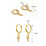 925 Silver Lightning Pendant Hoop Earrings for Women