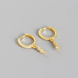 925 Silver Lightning Pendant Hoop Earrings for Women