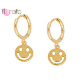 925 Silver Smiley Face Dangle Hoop Earrings for Women Party Jewelry