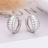925 Silver Croissant Hoop Earring French Retro Geometric Circle Rock Punk
