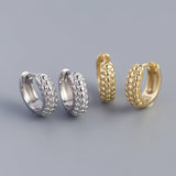 925 Silver Croissant Hoop Earring French Retro Geometric Circle Rock Punk