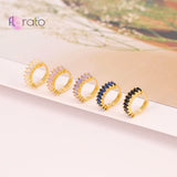 925 Silver White/Black/Green/Purple/Ruby Zirconia Hoop Earrings