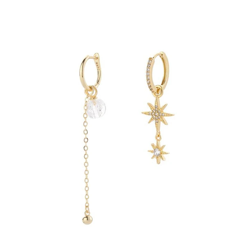 925 Silver Evil Eye/Star Hoop Earrings Micro-inlaid Zircon