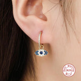 925 Silver Evil Eye/Star Hoop Earrings Micro-inlaid Zircon