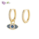 925 Silver Evil Eye/Star Hoop Earrings Micro-inlaid Zircon