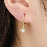 925 Silver Evil Eye/Star Hoop Earrings Micro-inlaid Zircon