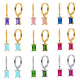 925 Silver Colorful Water Drop Earrings Women Hoop Party Jewelry