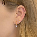 925 Silver Colorful Water Drop Earrings Women Hoop Party Jewelry