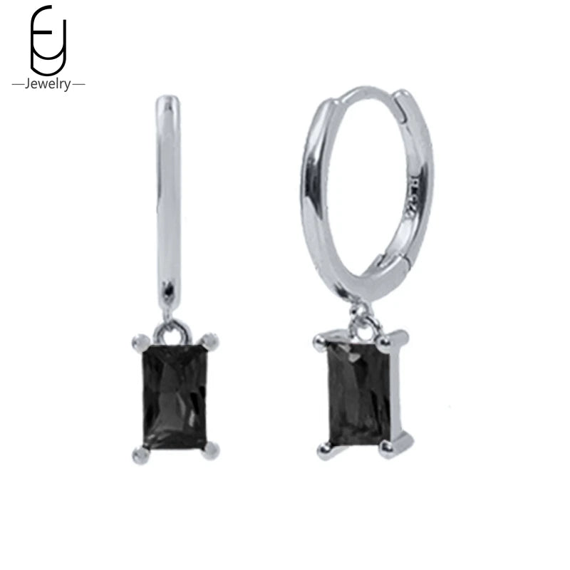 925 Silver Colorful Water Drop Earrings Women Hoop Party Jewelry