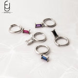 925 Silver Colorful Water Drop Earrings Women Hoop Party Jewelry