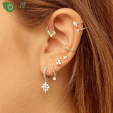925 Silver Zircon Crystal Hoop Earrings for Women Vintage Wedding Jewelry