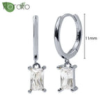 925 Silver Zircon Crystal Hoop Earrings for Women Vintage Wedding Jewelry