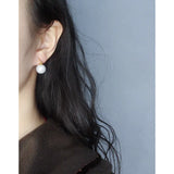 925 Silver Beizhu Pearl Earrings Retro Style Women's Versatile Jewelry