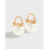925 Silver Beizhu Pearl Earrings Retro Style Women's Versatile Jewelry