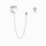 Women's 925 Sterling Silver Long Tassel Ear Clip Earrings