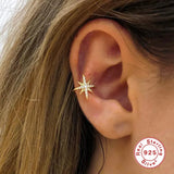 925 Sterling Silver Ear Cuff Earrings Zircon Clip On Jewelry Without Piercing