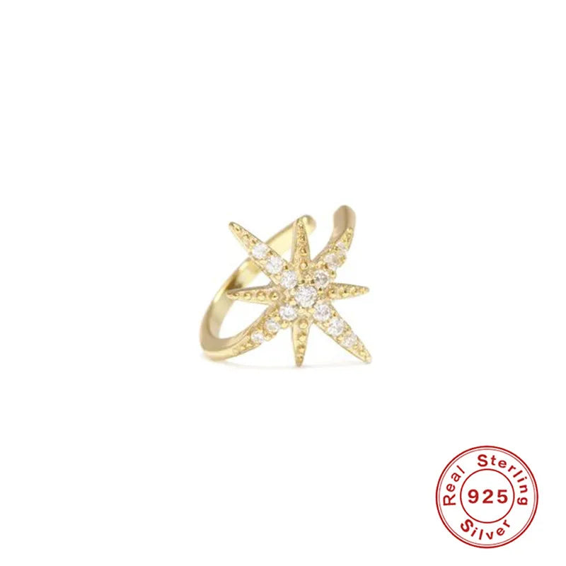 925 Sterling Silver Ear Cuff Earrings Zircon Clip On Jewelry Without Piercing