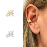 925 Sterling Silver Ear Cuff Earrings Zircon Clip On Jewelry Without Piercing